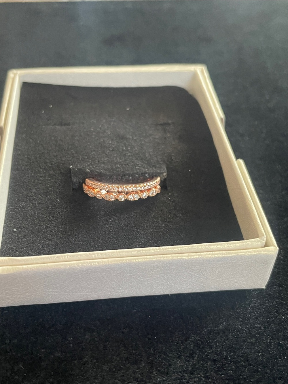 Size 6 Rose Gold Stackable CZ Band Ring - Women's Jewelry
